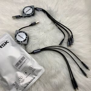 Multi Charging Cable, 2Pack Retractable Lightning, USB C,Micro USB Charging Cord